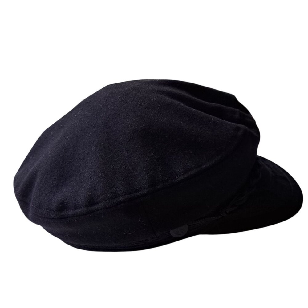 Black Greek Fisherman Cap 85% Wool 15% Nylon Fiddler Biker Sailor Sz Mens 7 1/8 - Picture 8 of 8